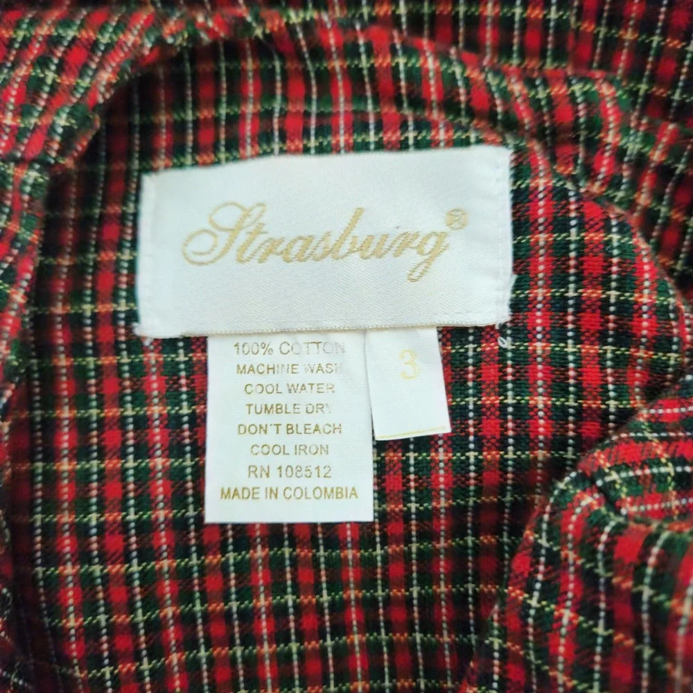 VTG‎ Strasburg Kids Red Plaid Cotton Jumper Dress 3 Holiday Classic Christmas